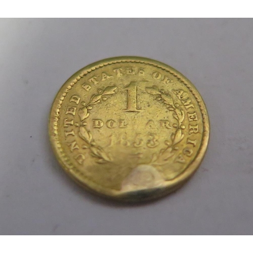 514 - A U.S.A. 1853 Gold One Dollar, 1.6g. A/F