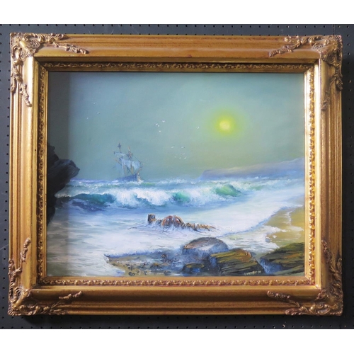 1500 - James Whitehand 96, Shipwreck, oil on canvas, 50x39cm, framed