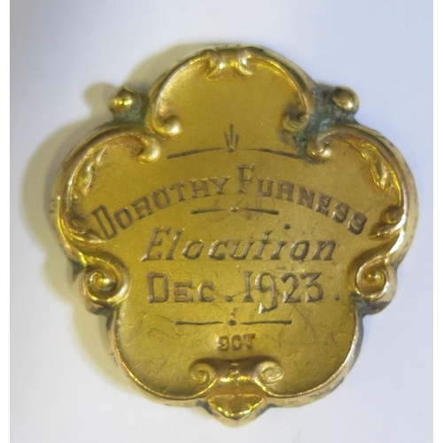 100 - A 9ct Gold and Enamel 'THE INCORPORATED LONDON ACADEMY OF MUSIC' AWARD TO Dorothy Furness for Elocut... 