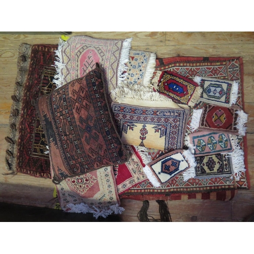 1384 - Small Hand Knotted Persian Style Rugs, camel bags and cushion