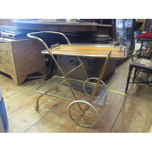 1385 - A 1960's Brass & Glass Bar Cart