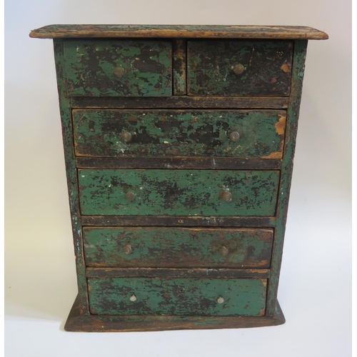 1390 - A Small Vintage 'Chippy' Furniture Nest Of Drawers, 449h)x36(w)x19(d)cm