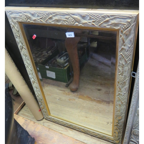 1413 - A Modern Gilt Framed Decorative Wall Mirror, 88x64cm