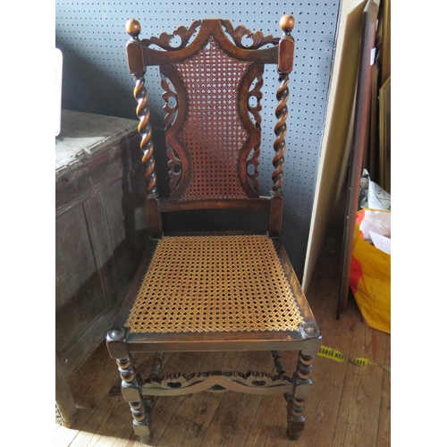 1417a - A Caroleon Style Oak Barley Twist Caned Chair