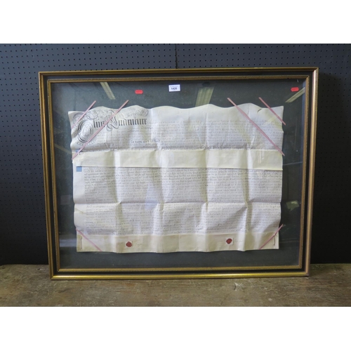 1420 - A Large Framed Indenture, 96x75cm