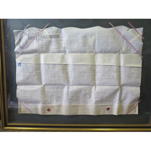 1420 - A Large Framed Indenture, 96x75cm