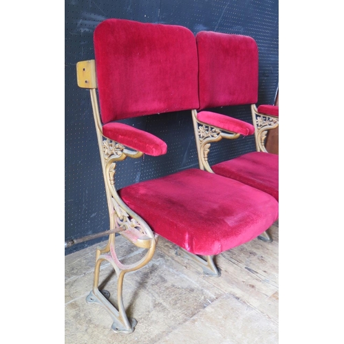 1436 - 42 x  Antique Gilt Cast Iron Theatre Chairs from Exmouth Regency Theatre and then in Exmouth Masonic... 