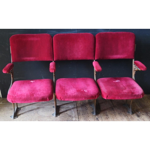 1440 - A Set of Four Antique Gilt Cast Iron Theatre Chairs from Exmouth Regency Theatre and then in Exmouth... 