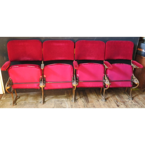 1442 - A Set of Four Antique Gilt Cast Iron Theatre Chairs from Exmouth Regency Theatre and then in Exmouth... 