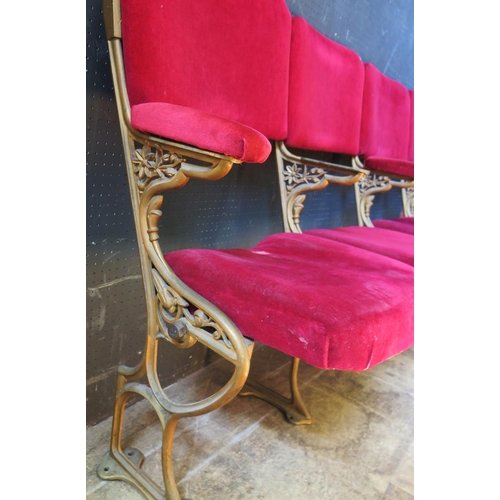 1442 - A Set of Four Antique Gilt Cast Iron Theatre Chairs from Exmouth Regency Theatre and then in Exmouth... 