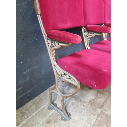 1445 - A Set of Three Antique Gilt Cast Iron Theatre Chairs from Exmouth Regency Theatre and then in Exmout... 