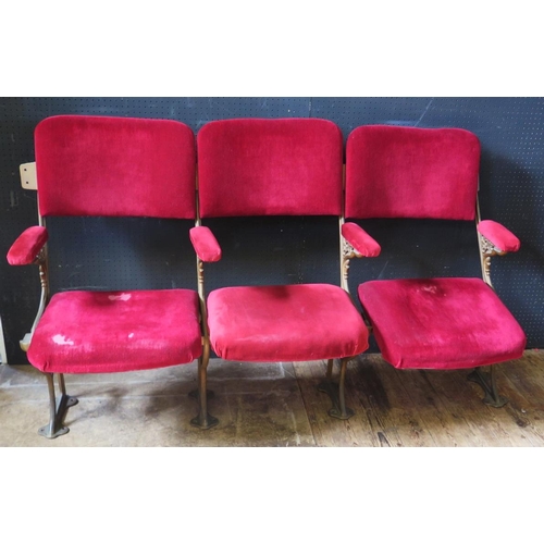 1448 - A Set of Three Antique Gilt Cast Iron Theatre Chairs from Exmouth Regency Theatre and then in Exmout... 