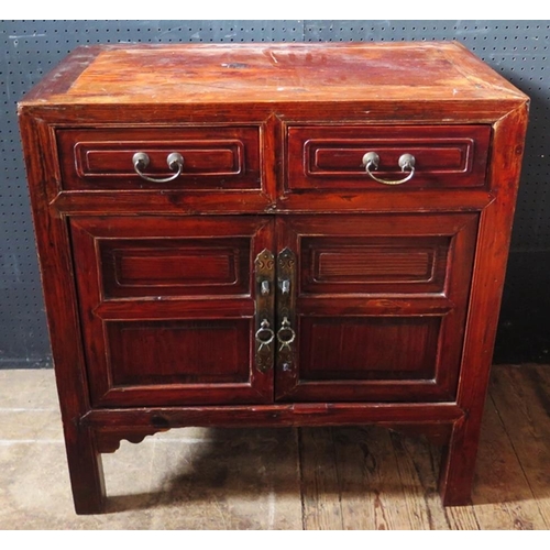 1468 - A Chinese Softwood Cabinet with two drawers over, 68(w)x73(h)x40(d)cm