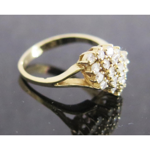 196 - A 14K Yellow Gold and Diamond Cluster Ring, size P, 4.6g