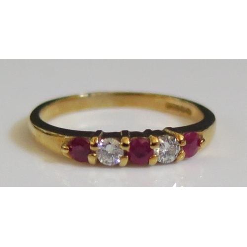 199 - A 9ct Gold, Ruby and Diamond Ring, sizeL.5, 1.8g