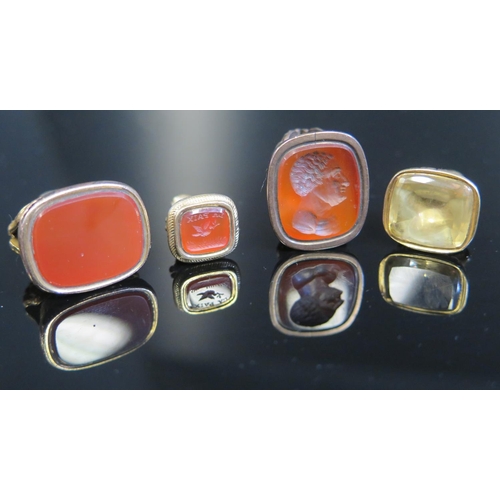 233 - Three Antique Seals with agate matrixes on with dove 'LA PAIX' and one with citrine matrix