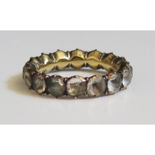 266 - A Georgian Paste Full Eternity Ring in an unmarked gold setting, size K.5, 3g