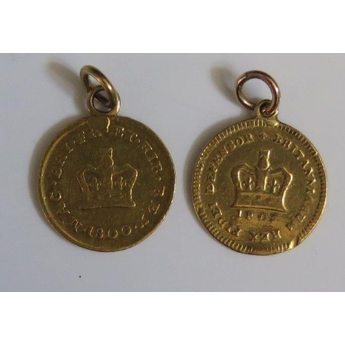 287 - Two George III Pendant Mounted Guineas, 5.8g