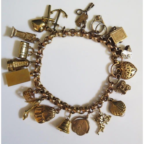 291 - A 9ct Gold Charm Bracelet, 28.9g