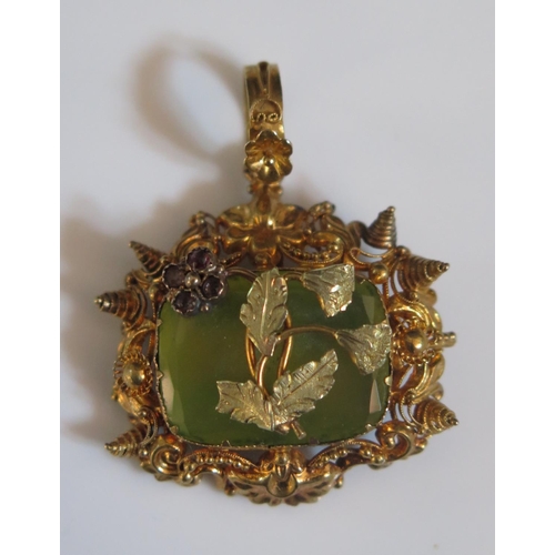 312 - A Victorian Memorial Pendant Brooch in an unmarked high carat gold setting, glazed panel to the back... 