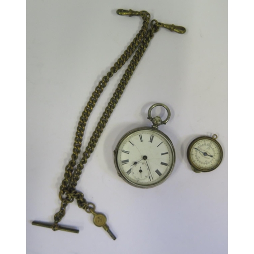 357 - A WEALEMEFNA Morris's Patent Map Measures, working (c. 1870's) and white metal cased pocket watch (A... 