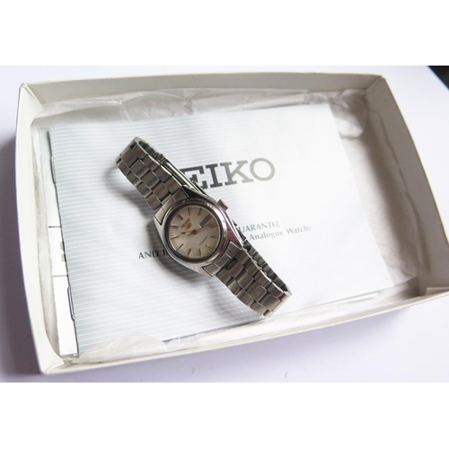 391 - A SEIKO Ladies Automatic Stainless Steel Wristwatch with paperwork dated 94, running