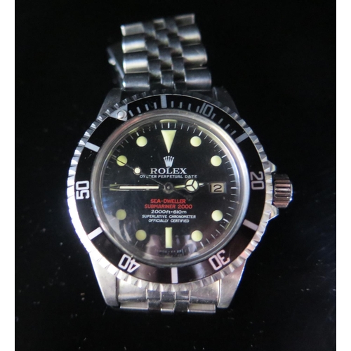 393 - A ROLEX Oyster  Sea Dweller Submariner Automatic Gent's Wristwatch, Ref: 1570 movement no. D815208, ... 