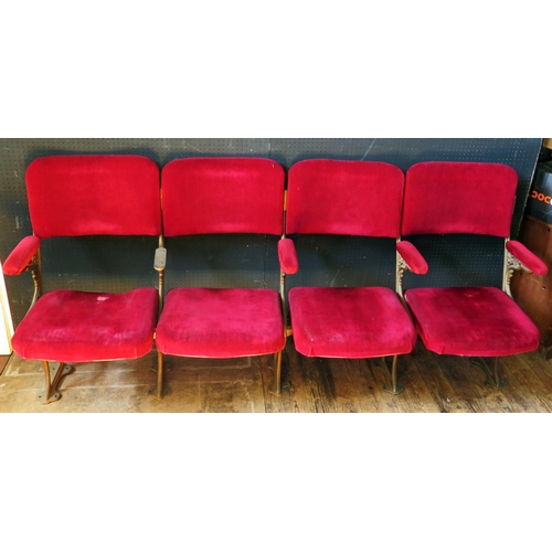 1442 - A Set of Four Antique Gilt Cast Iron Theatre Chairs from Exmouth Regency Theatre and then in Exmouth... 