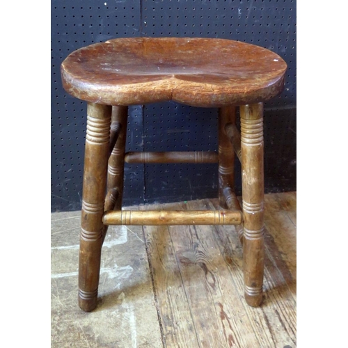 1461 - An Elm Seated Stool, 49cm high and occasional table