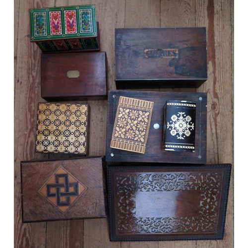 1487 - A Selection of Victorian and later Boxes including straw work