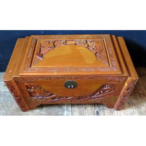 1563 - A Carved Asian Camphor Wood Chest