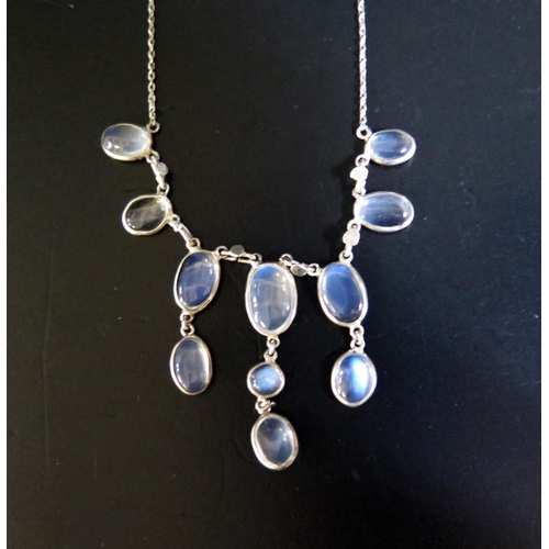 159 - A Silver and Moonstone Necklace