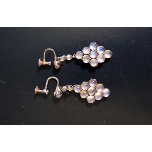 162 - A Pair of Moonstone Screw Earrings, 42mm drop