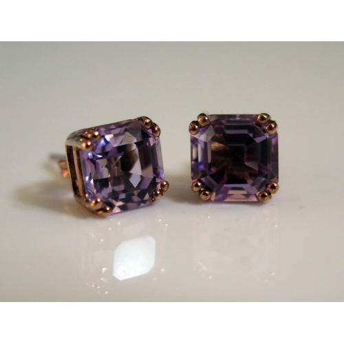 169 - A Pair of 9ct Gold and Amethyst Stud Earrings, 2.6g