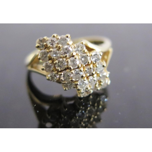 196 - A 14K Yellow Gold and Diamond Cluster Ring, size P, 4.6g