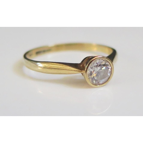 232 - A 9ct Gold and CZ Solitaire Ring, size N.5, 1.2g