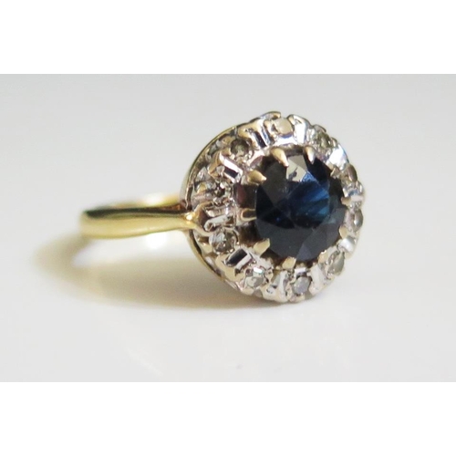 244 - An 18ct Gold, Sapphire and Diamond Cluster Ring, 12mm head, size M, 4.8g