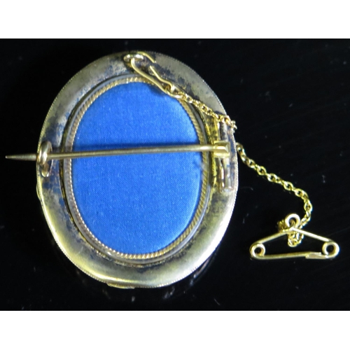 250 - A Victorian 15ct Gold and Black Enamel Memorial Brooch Locket, the central hinged panel with chased ... 