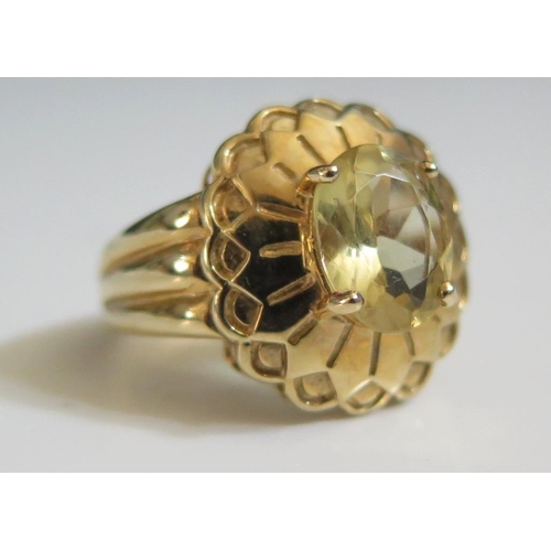 251 - A 9ct Gold and Citrine Dress Ring, size N, 6.3g