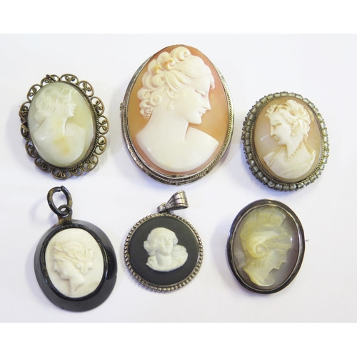 294 - Six 19th Century and later Cameo Brooches and Pendants