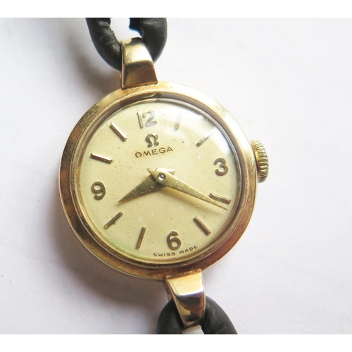 375 - An Omega 9ct Gold Ladies Wristwatch, running