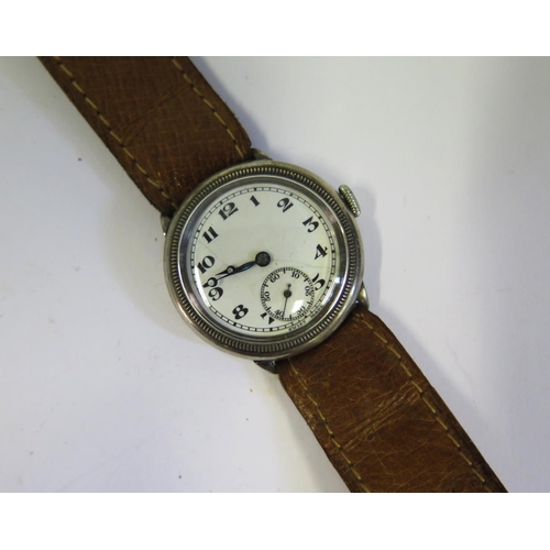 384 - A Silver Cased Wristwatch, 31mm case, running