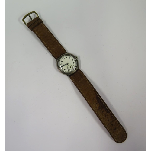 384 - A Silver Cased Wristwatch, 31mm case, running