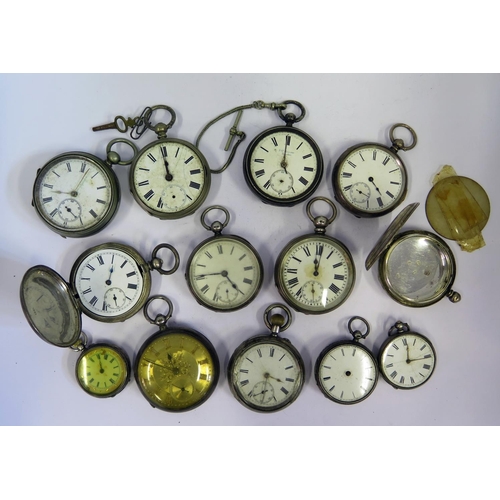 399 - Twelve Silver Pocket /Fob Watches and one other. All A/F