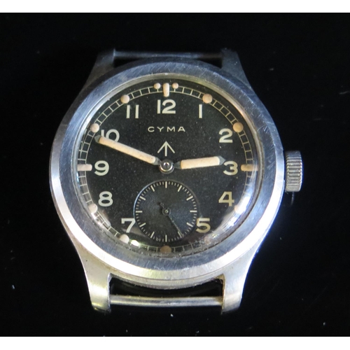 403 - A 1940's CYMA Military Wristwatch _ One of The DIRTY DOZEN _ Case back and inner back of case stampe... 