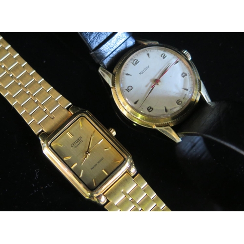 405 - A ROTARY Gent's Gold Plated Wristwatch (running) and quartz Citizen (not running)