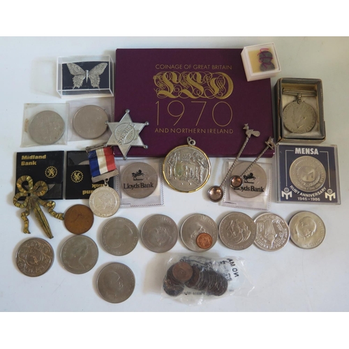462 - A Selection of Coins including 1970 Year Pack, commemorative crowns, hammered silver etc.