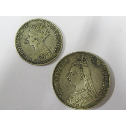 471 - Two Victorian Silver Coins: 1890 Double Florin and Florin