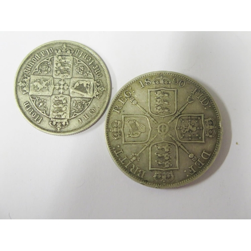 471 - Two Victorian Silver Coins: 1890 Double Florin and Florin