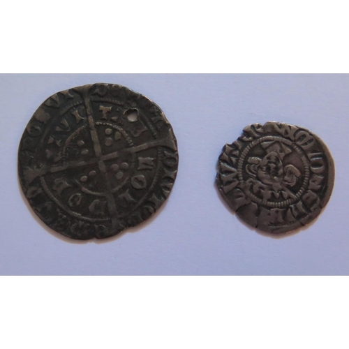 488 - An Edward II Groat (drilled) and Edward III Hammered Silver Penny